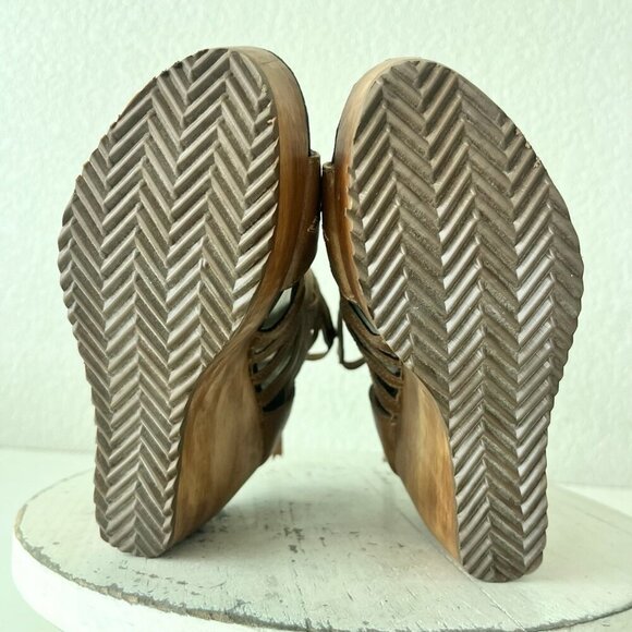 NEW Lane Boots BECCA Womens Brown Wedges 5 Western Cowgirl Wooden Heeled Sandals - Picture 8 of 11